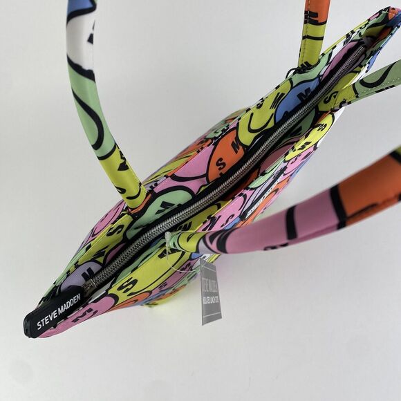 Steve‎ Madden Insulated Mini Lunch Tote Multi Color Zip Smiley Face Brand New - Picture 5 of 11